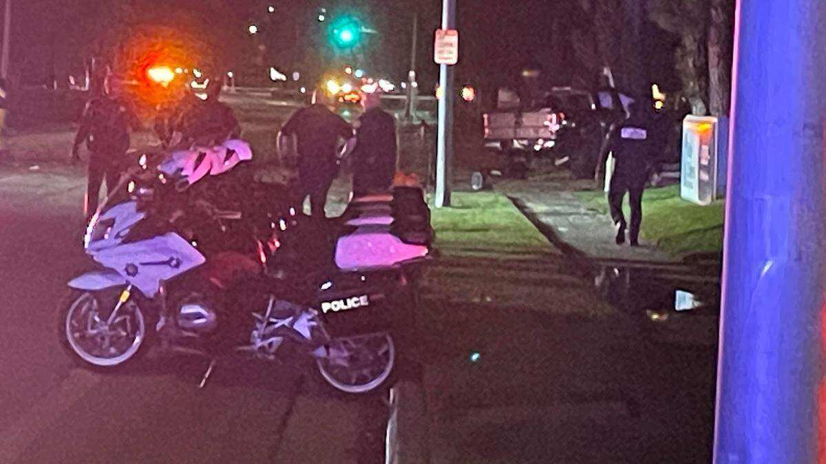 The driver killed late Tuesday evening died what the pickup in the background slammed into a tree on McKinley Avenue.
