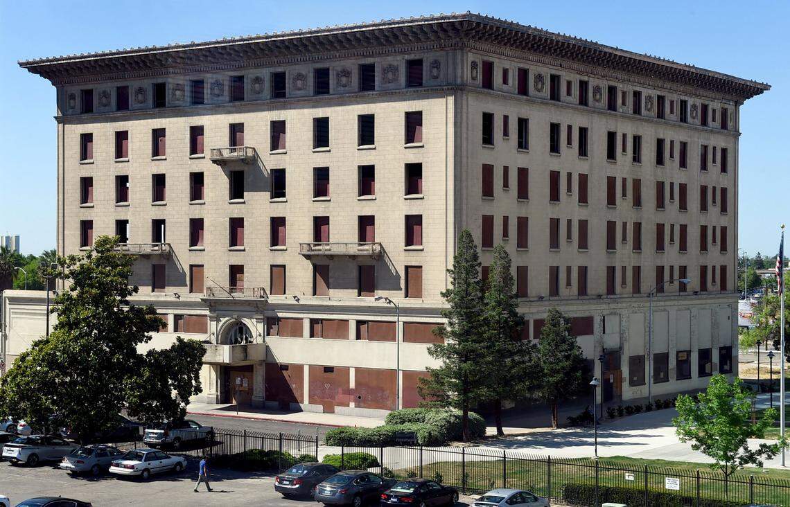 Boarded up, but still imposing, the 126,600-square-foot Hotel Fresno, awaits the next chapter in its 106-year history.