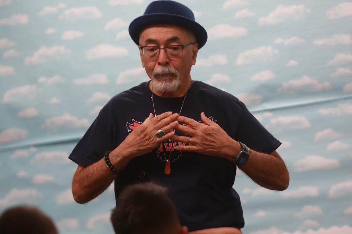 Juan Felipe Herrera addressed Myisha Lea’ea’s fourth-grade class on the first day that Juan Felipe Herrera Elementary School opened its doors, he delivered a five-word “magic message” for the students: “You have a beautiful voice.”