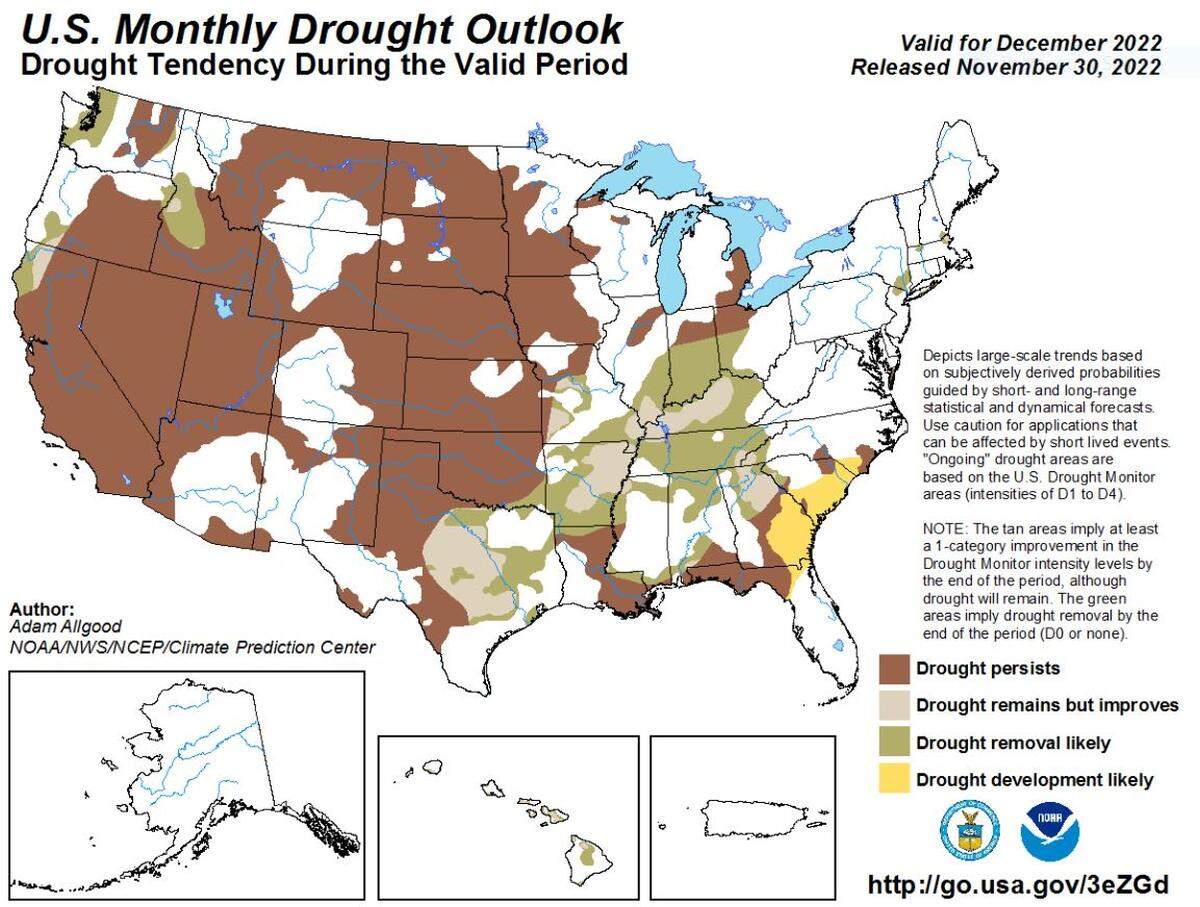 Despite recent rainfall, a National Oceanic and Atmospheric Administration map shows map shows how widespread a years-long drought remains.
