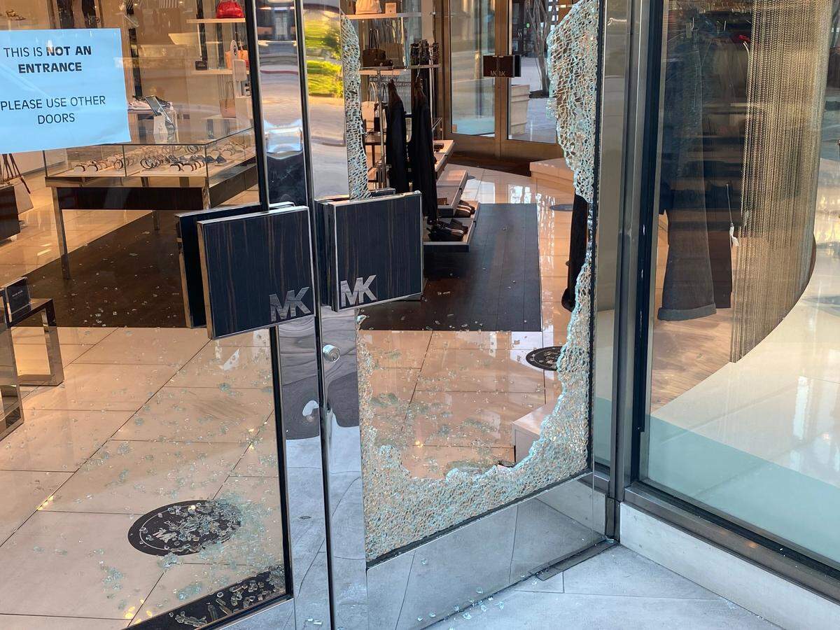 A glass door at the Michael Kors store in Fresno’s Fashion Fair Mall was smashed Tuesday, March 22, 2022, police said.