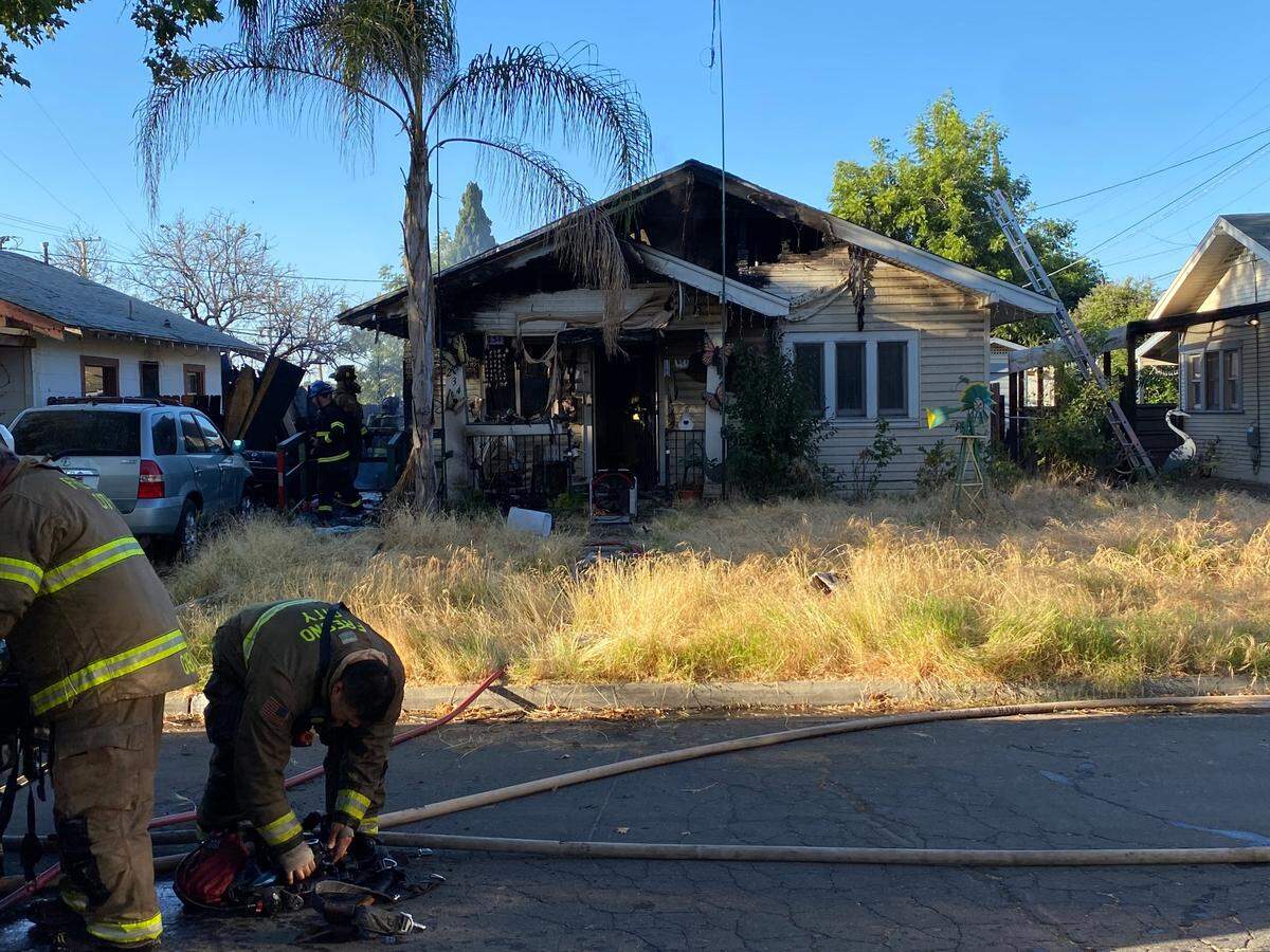 A Fresno firefighter suffered minor injuries fighting a fire in a Tower District home on Thursday, July 6, 2023, a battalion chief said.
