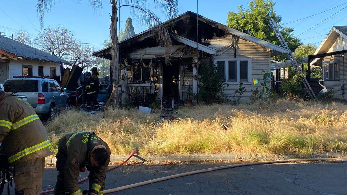 A Fresno firefighter suffered minor injuries fighting a fire in a Tower District home on Thursday, July 6, 2023, a battalion chief said.