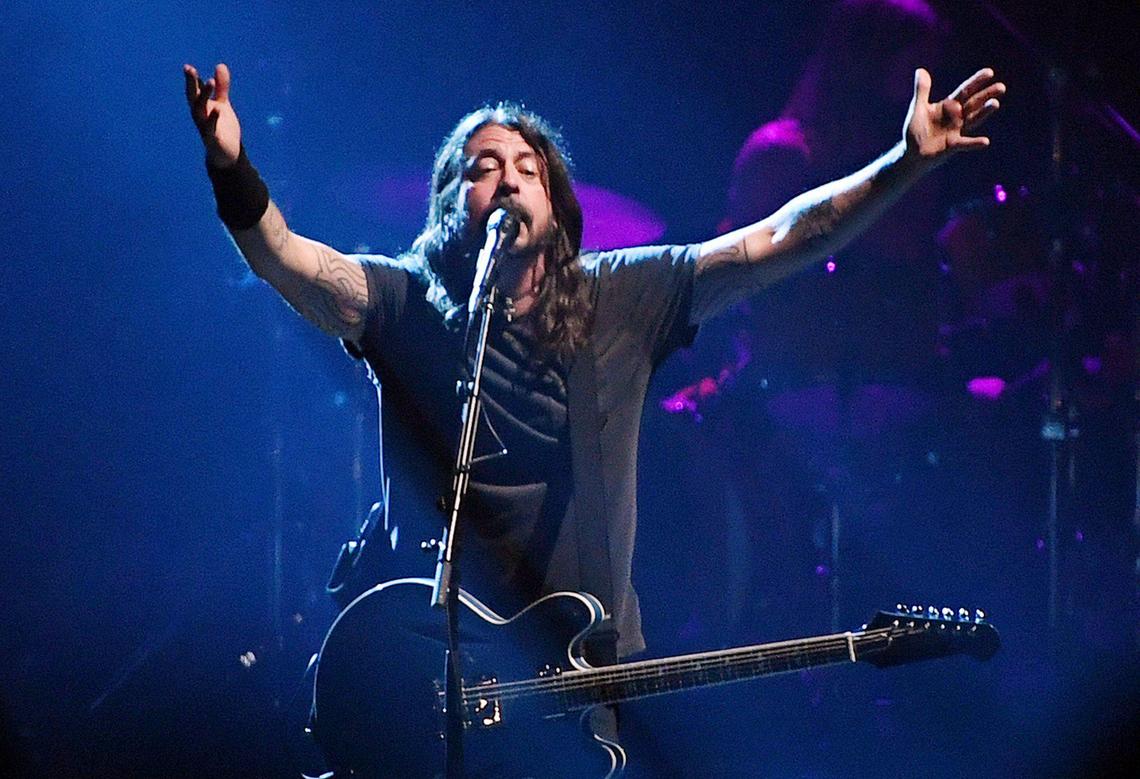 Foo Fighters lead singer Dave Grohl seen as the band performs at Save Mart Center Thursday, Dec. 9, 2021 in Fresno.
