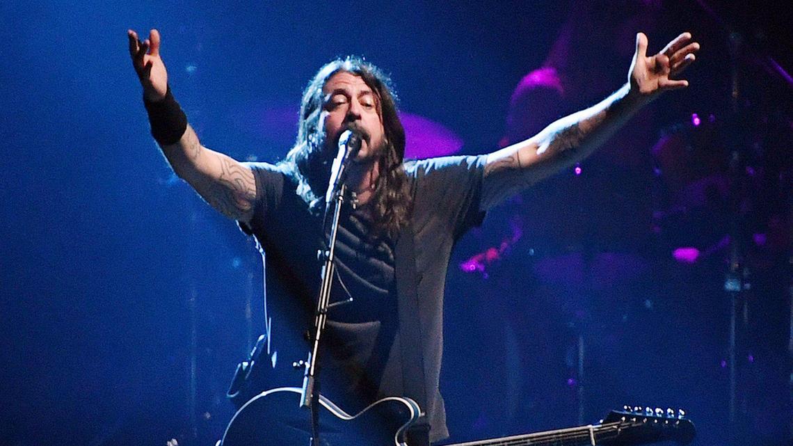 Foo Fighters lead singer Dave Grohl seen as the band performs at Save Mart Center Thursday, Dec. 9, 2021 in Fresno.