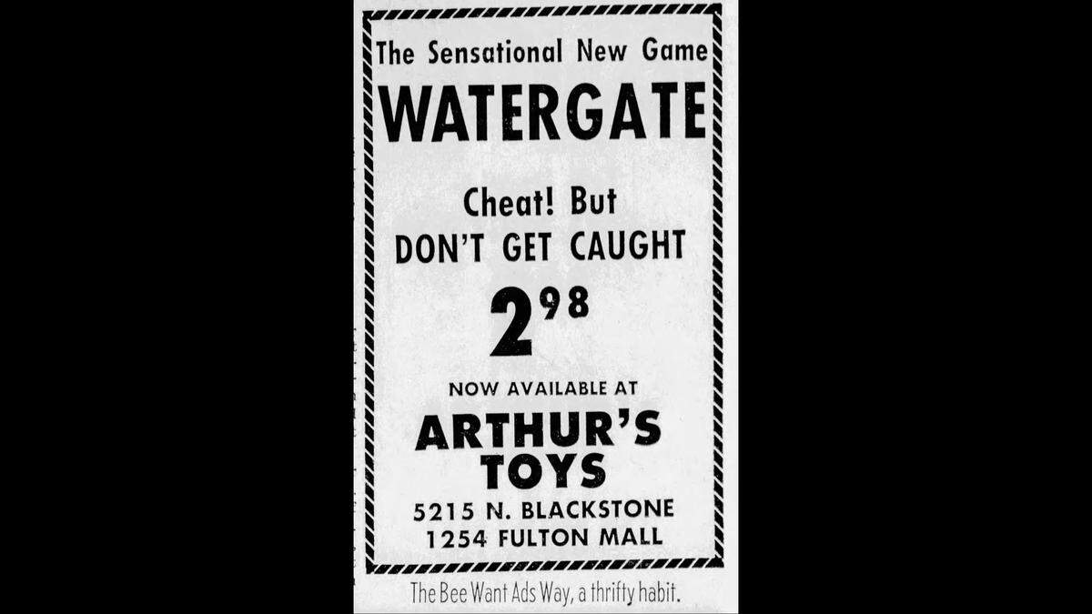 Over the years, toys at Arthur’s Toys often reflected the changing times, such as this game advertised in The Fresno Bee in 1973.