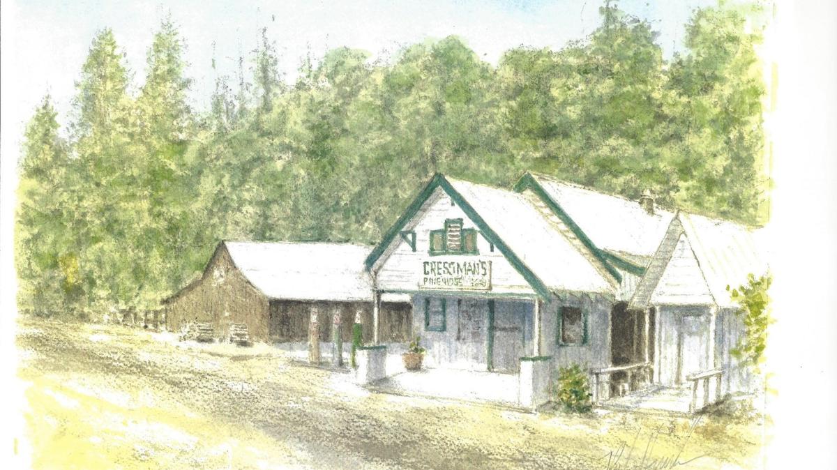 Fresno artist Pat Hunter’s painting of Cressman’s General Store. Prints of the painting have gone on sale, with proceeds to benefit Creek Fire victims.