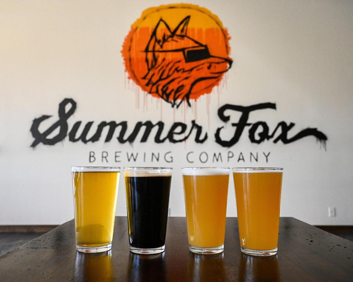 Various types of beers are displayed at Summer Fox Brewing Company’s new location on Clovis Avenue in Clovis on Wednesday, April 6, 2022.