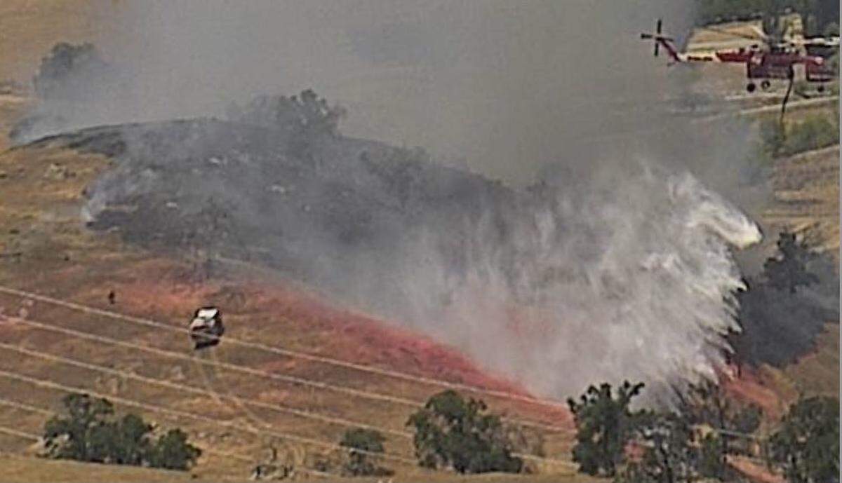 Cal Fire posted this photo of a wildland fire burning in the 17000 block of Auberry Road in northeast Clovis on Sunday, June 6, 2021.