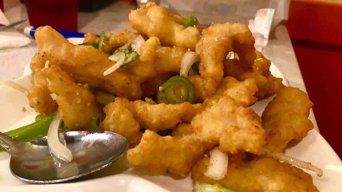 Salt and peppered fried fish is a popular dish for those who like seafood. The entry is served at the newer Imperial Garden #2 restaurant, which is located in the shopping center that’s anchored by R-N Market.