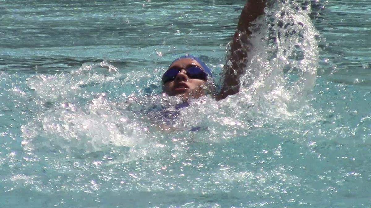 Olivia Sundgren of Buchanan competes in the 200 IM at the Central Section Division I swimming championships on Saturday, May 7, 2022. She placed first in the 200 IM.