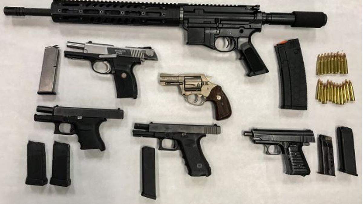 Several guns were confiscated during a shooting investigation by Porterville police.