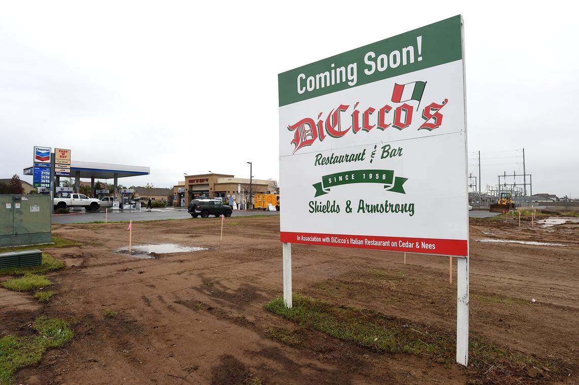 Construction is underway on a new DiCicco’s Italian Restaurant at the  southwest corner of Shields and Armstrong avenues in this file photo from Jan. 27, 2021.