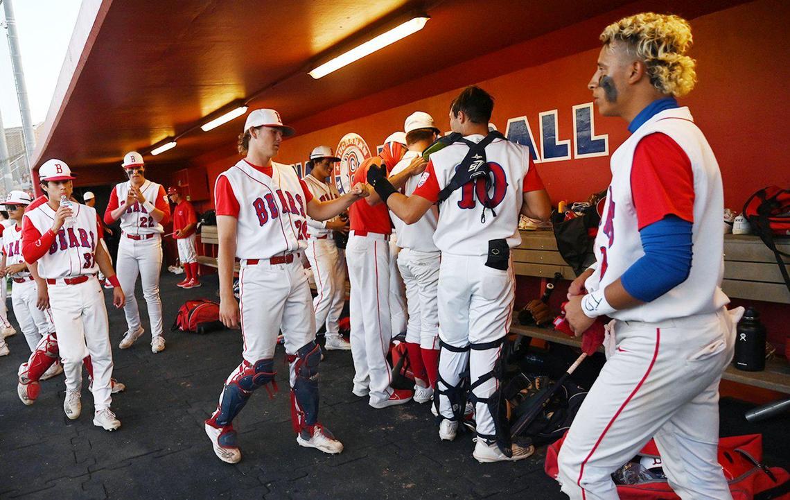 The Buchanan dugout seen between innings against Clovis West in the third game of a three-game series Friday, May 6, 2022 in Clovis.