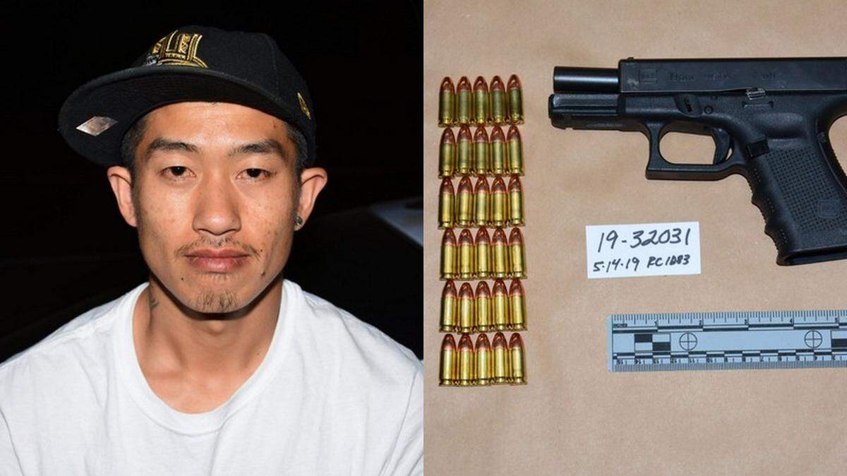 Police reported that Pornthep Vongsoury, a reputed Asian Crip gang member, was armed with a fully automatic Glock pistol with a high-capacity magazine during a traffic stop Tuesday night.