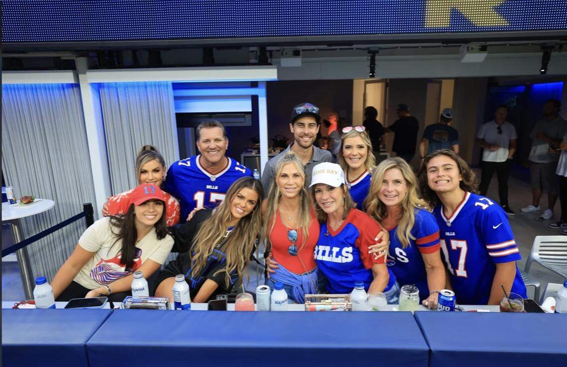 The Allen family pose for a photo before the Buffalo Bills and Los Angeles Rams NFL opener at Sofi Stadium in Inglewood on Thursday, Sept. 8, 2022.