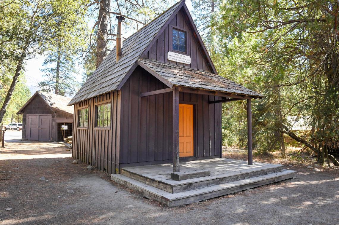The Acting Superintendent’s Office building stands in the Yosemite History Center in Yosemite’s Wawona on Tuesday, Sept. 28, 2021. In the early 1900s, the building was used to house the commander of the military administration that operated the park in the years prior to the establishment of the National Park Service.