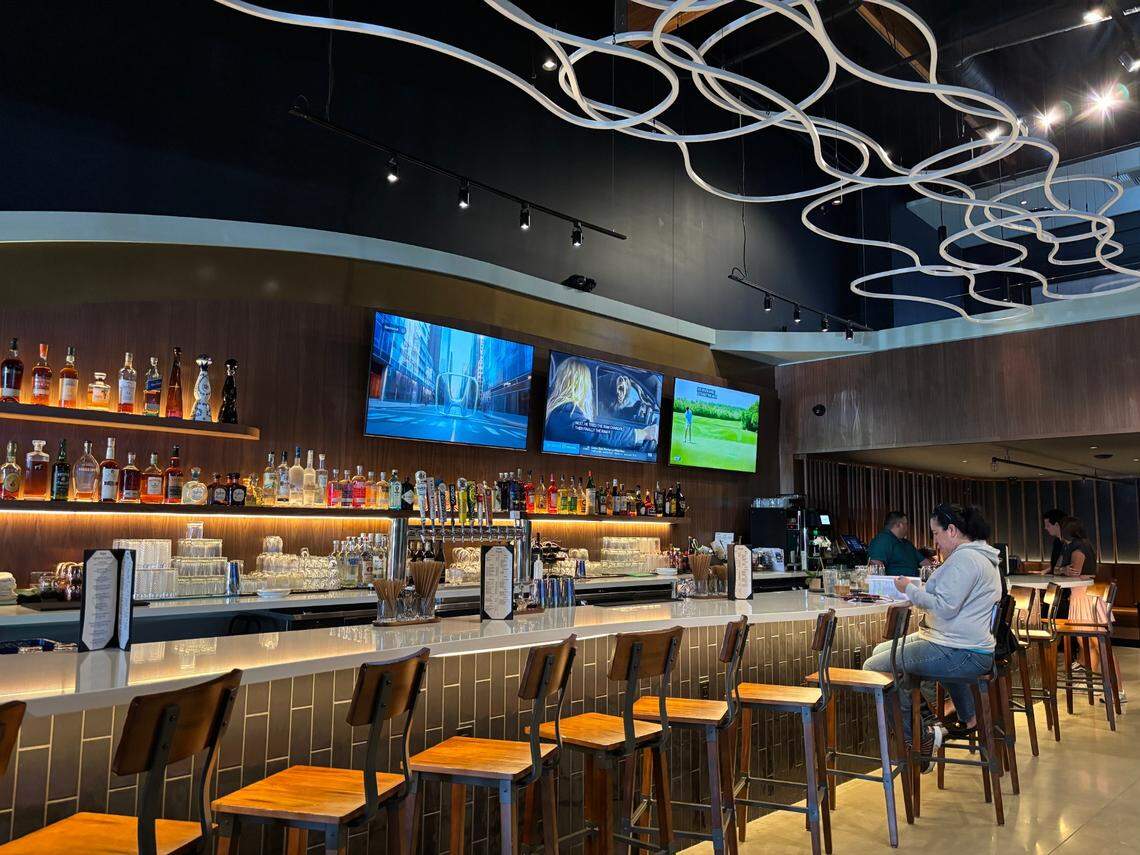 The bar at The Fairway Lounge offers golf-themed cocktails, including the 5 p.m. Tea Time, made with vodka and tea. The locally owned business also features a restaurant and six golf simulation bays.