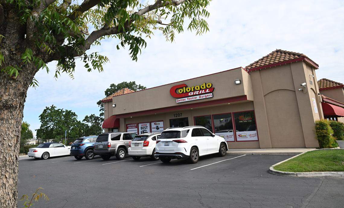 Colorado Grill's location at Willow and Barstow avenues is uniquely isolated, caught between a freeway, orchards and an apartment complex with no other businesses around. Photographed Friday, April 24, 2026 in Clovis.