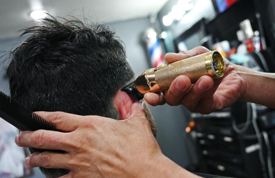 Barbershop action, shot for best barbershop in Fresno poll, Tuesday, Aug. 9, 2022 in Fresno.