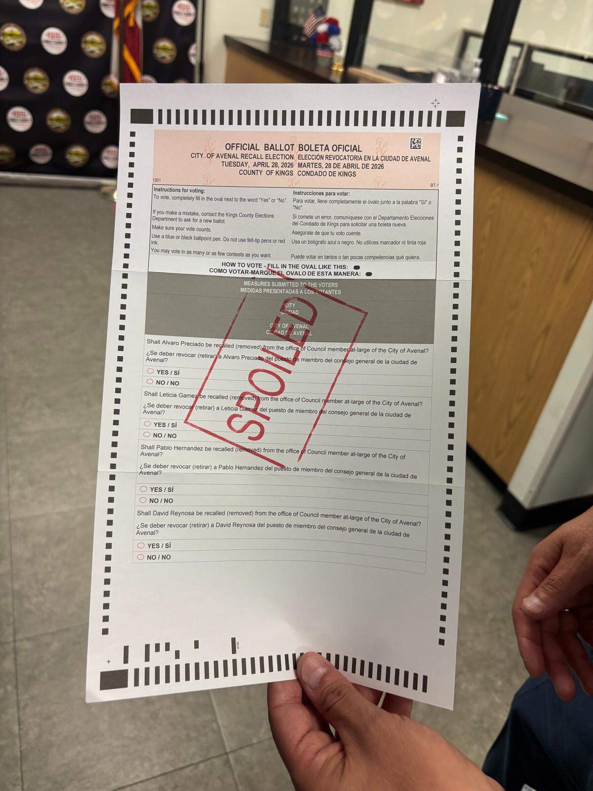 Avenal’s effort to halt the recall of four council members was denied on April 23 by a Hanford judge, keeping ballots and voting active while the city’s lawsuit continues. The city filed an appeal with the the Fifth District Court of Appeal in Fresno.