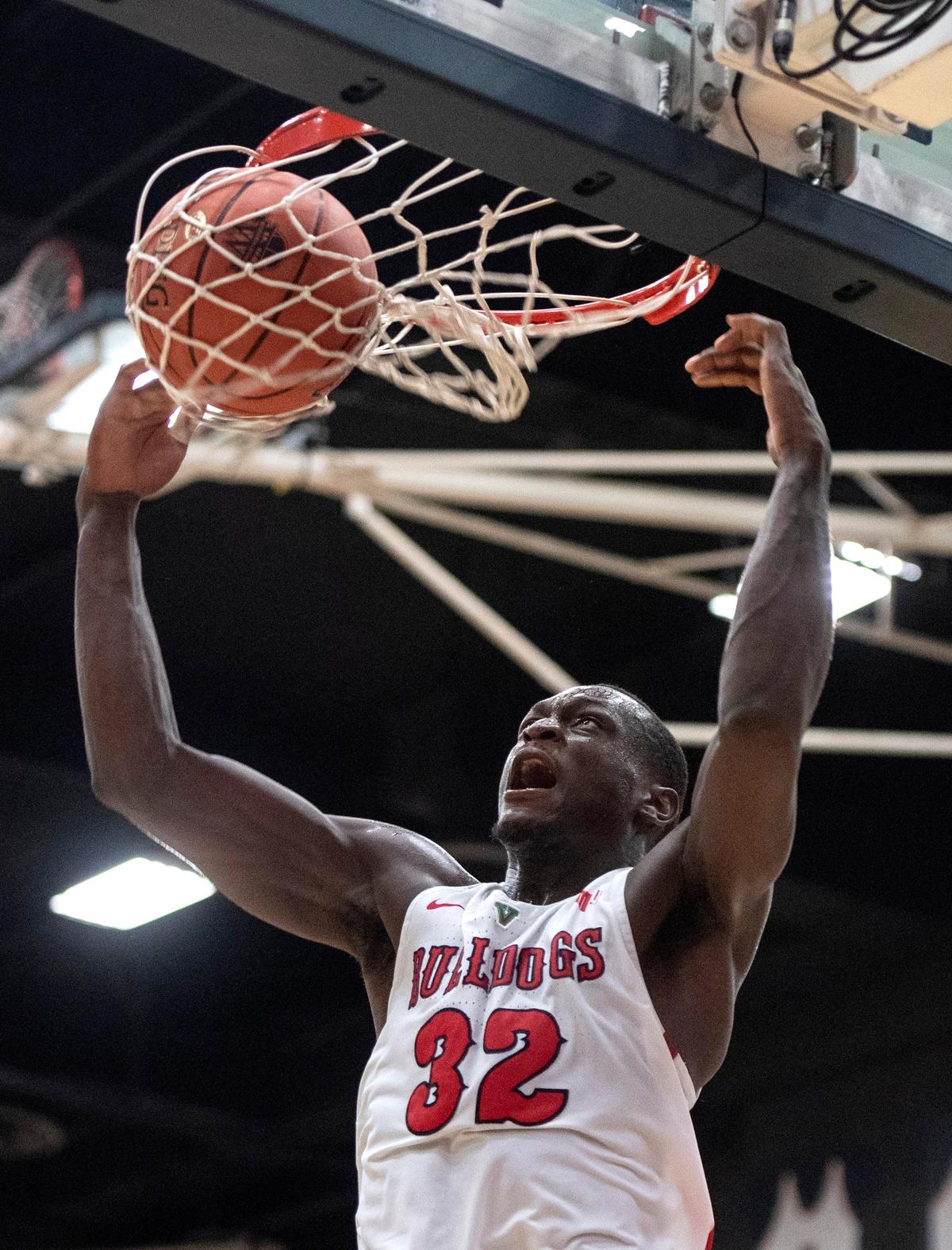 Fresno State forward Nate Grimes hit 7 of 11 shots in scoring a season-high 14 points in the Bulldogs’ 71-52 victory over Weber State on Wednesday, Dec. 5, 2018 at the Save Mart Center in Fresno. It was the Bulldogs’ fourth win in a row,.