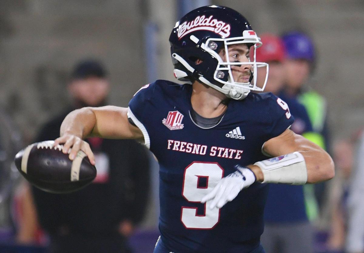 Fresno State quarterback Jake Haener passes against San Diego State Saturday, Oct. 29, 2022 in Fresno.