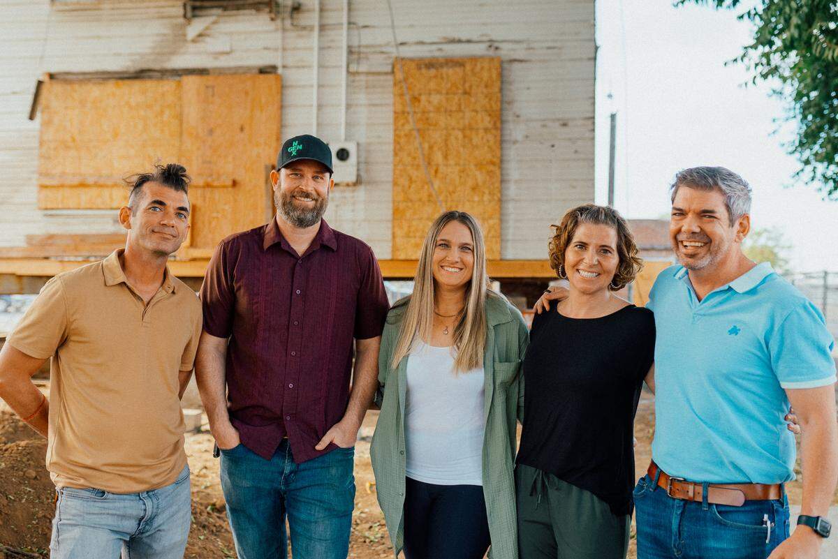 From left, Miguel Arambula, Phillip Kliewer, Kristen Kliewer, Chandelle Arambula and Diego Arambula are working to transform a 100-year-old home into a downtown bar in Fresno, California.