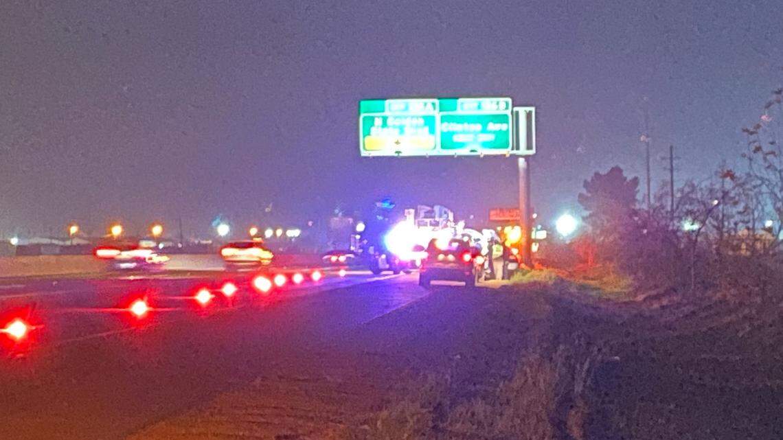 A person is dead after a crash on Highway 99, near the Clinton offramp, on Friday, Jan. 28, 2022. in Fresno, California.