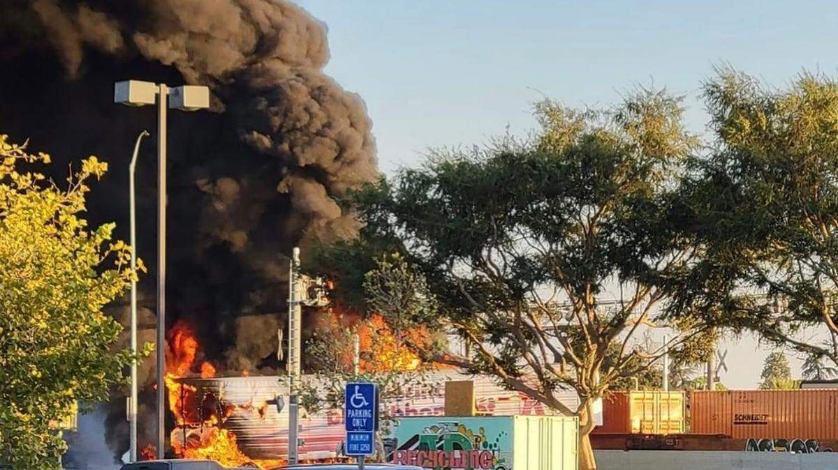 A semi truck driver died after the vehicle collided with a train and caused a massive explosive Thursday in Kingsburg.