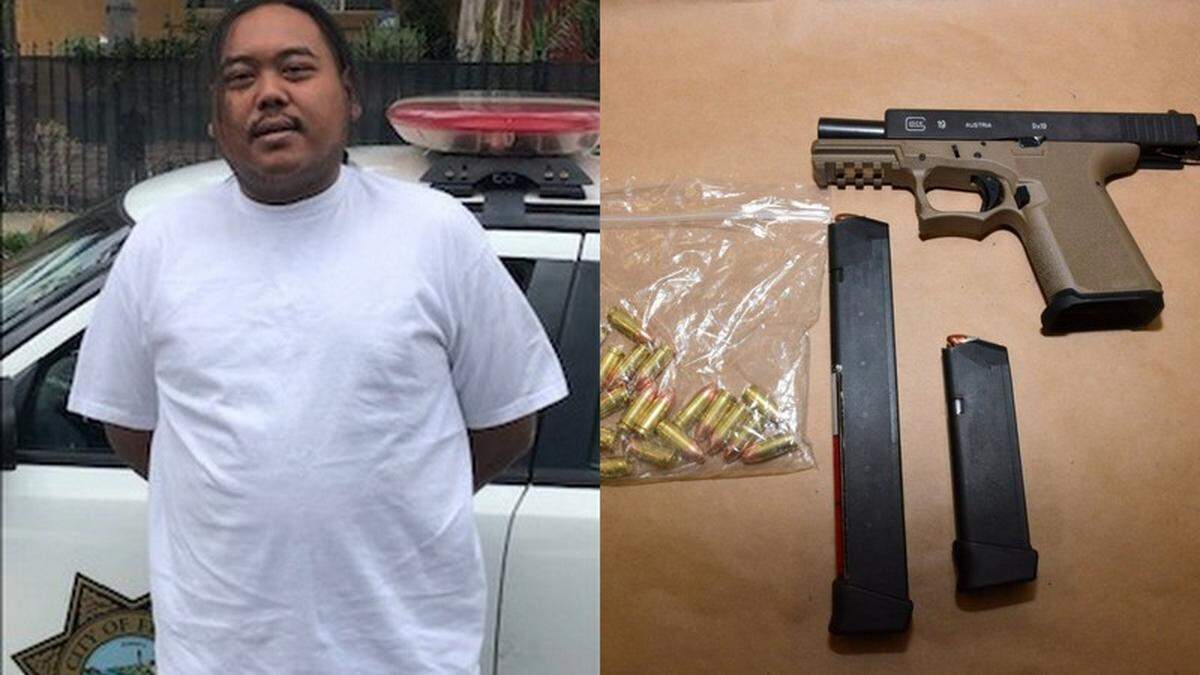 Timmy Sysaknoi was arrested Tuesday night after police served a warrant and reported finding a fully automatic Glock pistol and a high-capacity magazine.