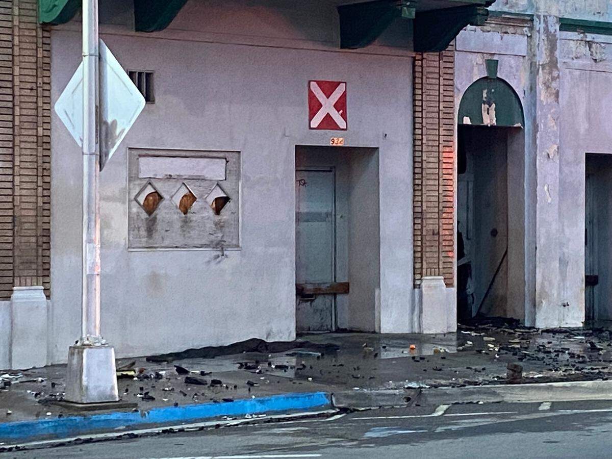 A fire Friday, March 4, 2022, destroyed the roof and guts of what fire crews believe to be a historic building on F Street in Fresnos Chinatown, according a battalion chief.&nbsp;A few dozen derelict buildings in the area are marked with a Red X as a warning to firefighters it is unsafe to enter. 