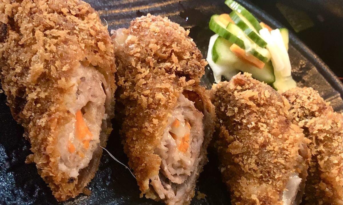 Chizu port katsu egg rolls are crispy panko-breaded kurobuta pork loin wrapped and are among the appetizers offered at Ichi Shabu. Though the new Japanese restaurant focuses on hot pot, it does offer foods that aren’t tossed into the hot pot broth.