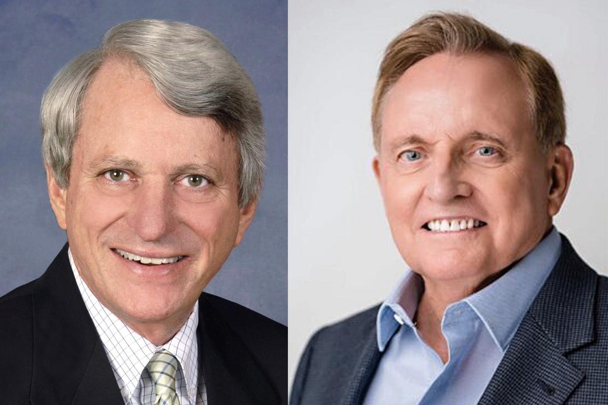 California businessman John Harris, left, with developer Ben Ewell, right, in provided photos.