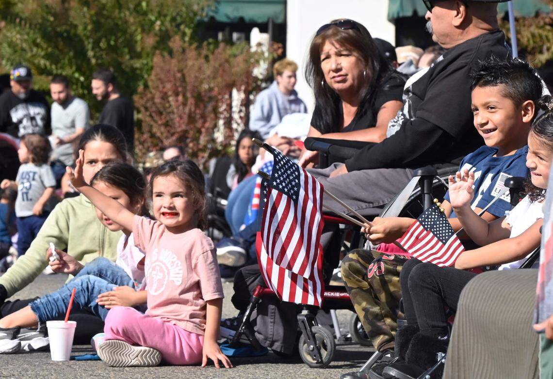 Familes lined the streets at the annual Central Valley Veterans Day Parade held Saturday, Nov. 11, 2023 in downtown Fresno.