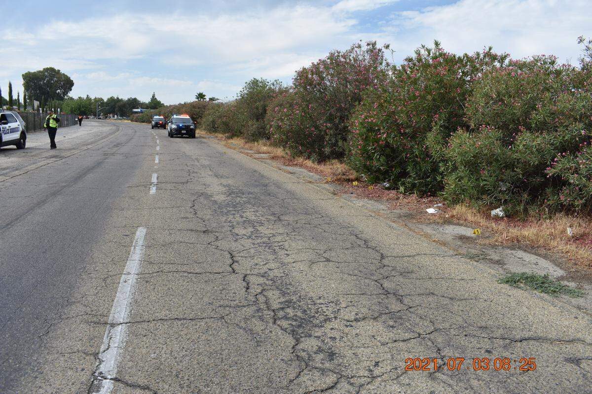A woman was struck in a hit-and-run crash in Fresno County on Saturday, July 3, 2021. The suspect was later arrested.