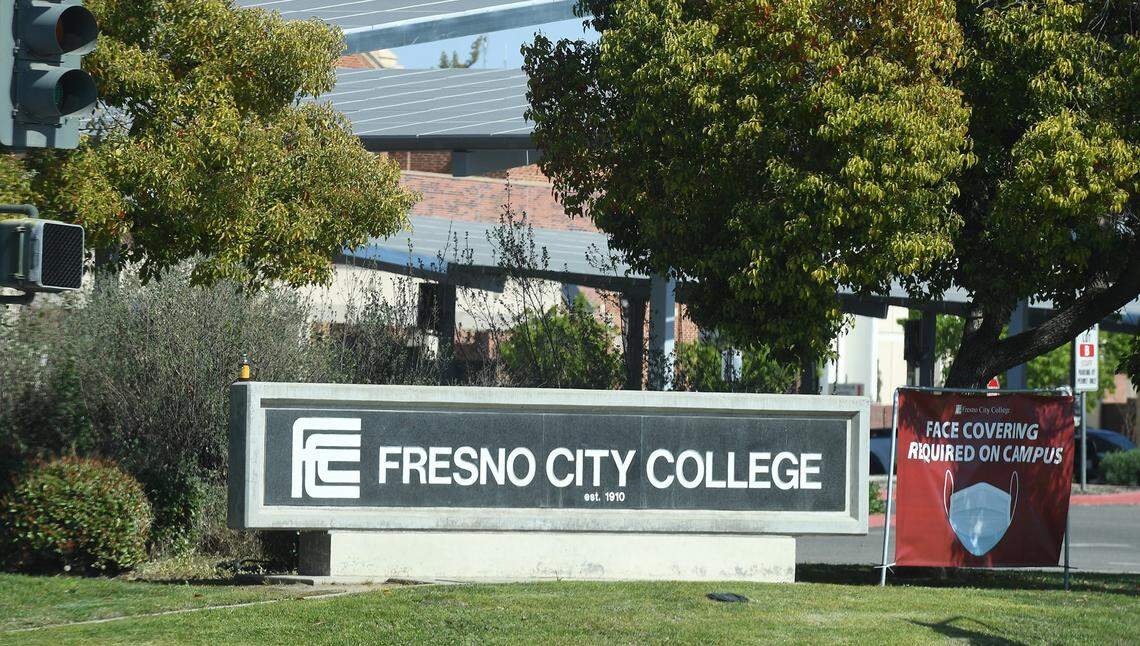 The sign at Fresno City College photographed in 2021.