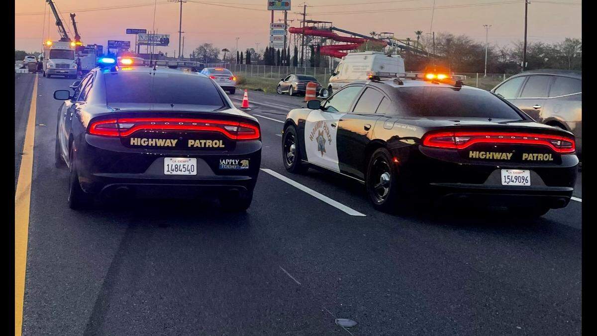 A big rig overturned and spilled fertilizer in a Fresno crash on Highway 99 on Friday, March 17, 2023, the California Highway Patrol said.