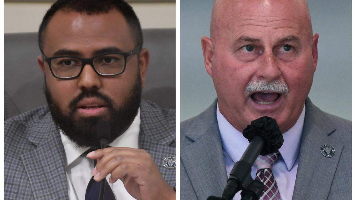 Fresno City Council President Nelson Esparza, left, and Mayor Jerry Dyer, right, are shown.