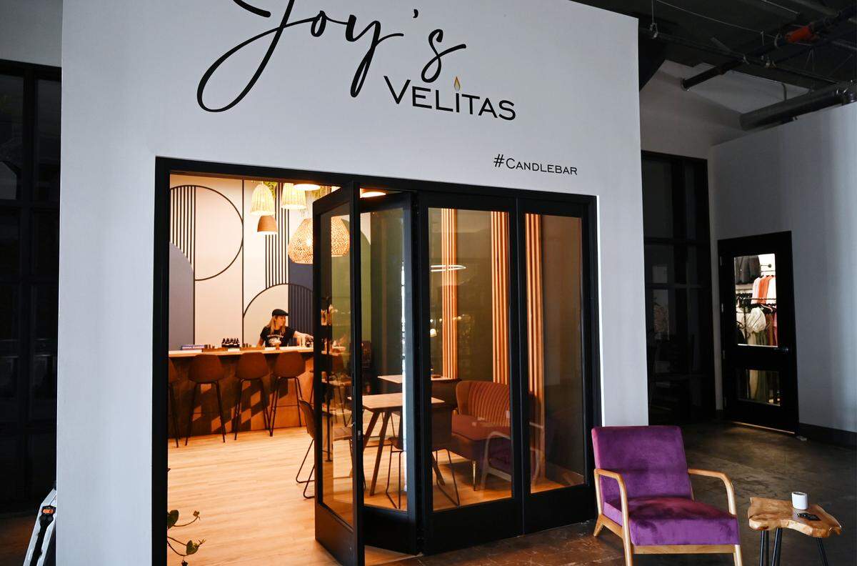 Joy Alvarado has opened Joy’s Velitas, a candle-making bar which also offers unique adaptogenic drinks which can be served during her candle making workshops at Sun Stereo Warehouse. Photographed Thursday, Aug. 18, 2022 in downtown Fresno.