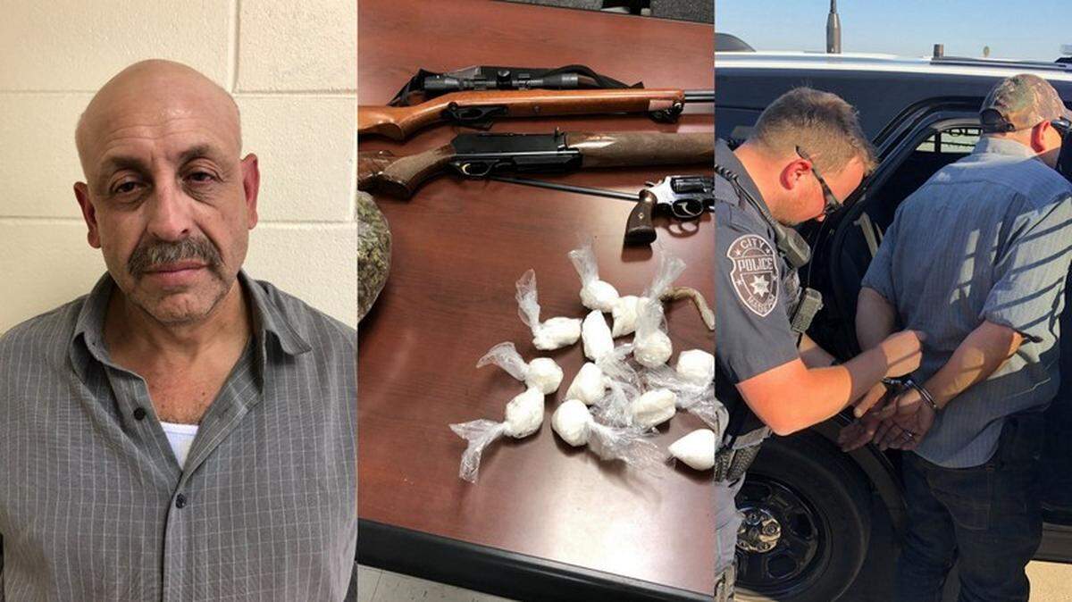 Madera police reported that David Lopez was armed with several weapons and carrying methamphetamine packaged for sale when he was stopped for a traffic violation Sunday.