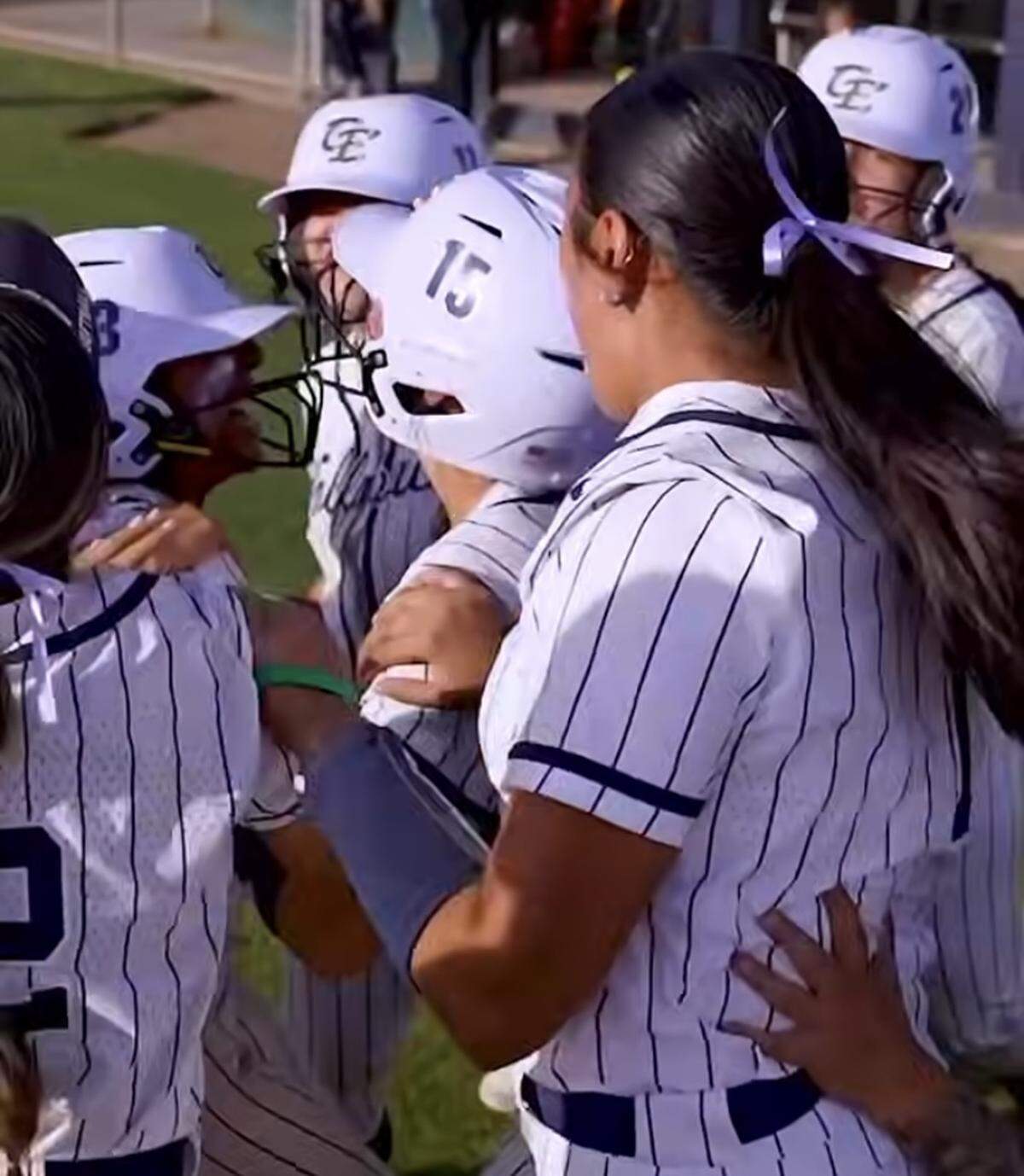 Clovis East celebrates a walk-off win over Bullard.