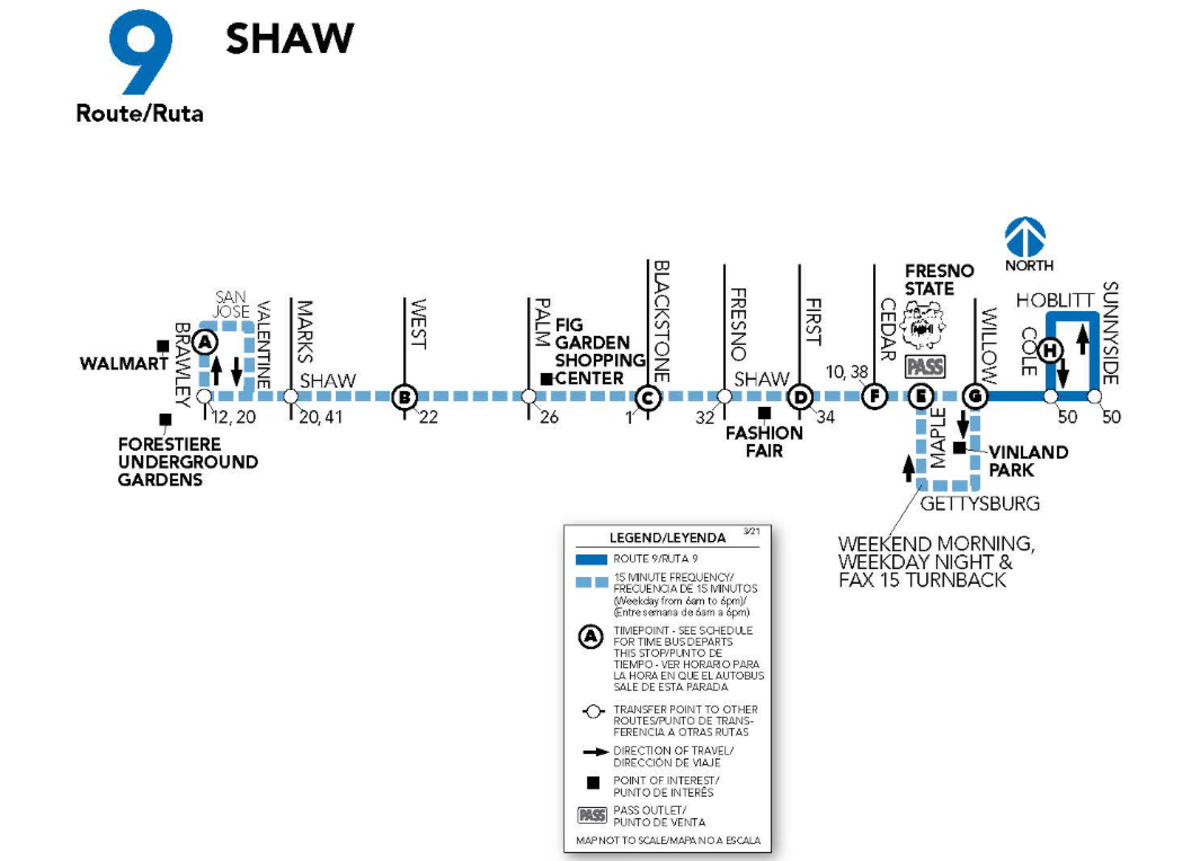 Fresno city bus #9 route.