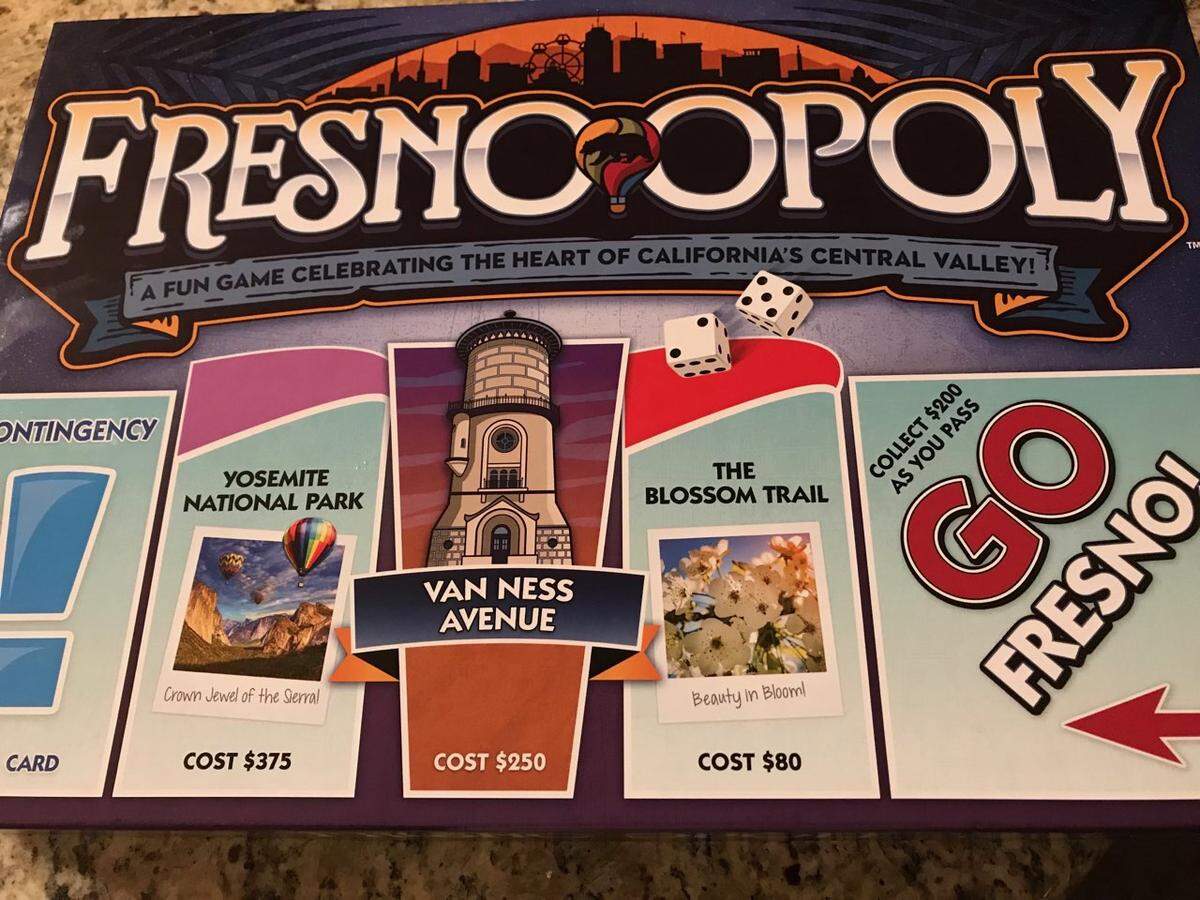 FRESNO-OPOLY, a new Monopoly board game that Fresno centric, highlights landmarks around town and the central San Joaquin Valley. The board game was selling for $19.98 the Walmart at the Ashlan and Blackstone location. But the store sold out of its first 150 copies through the first two days.