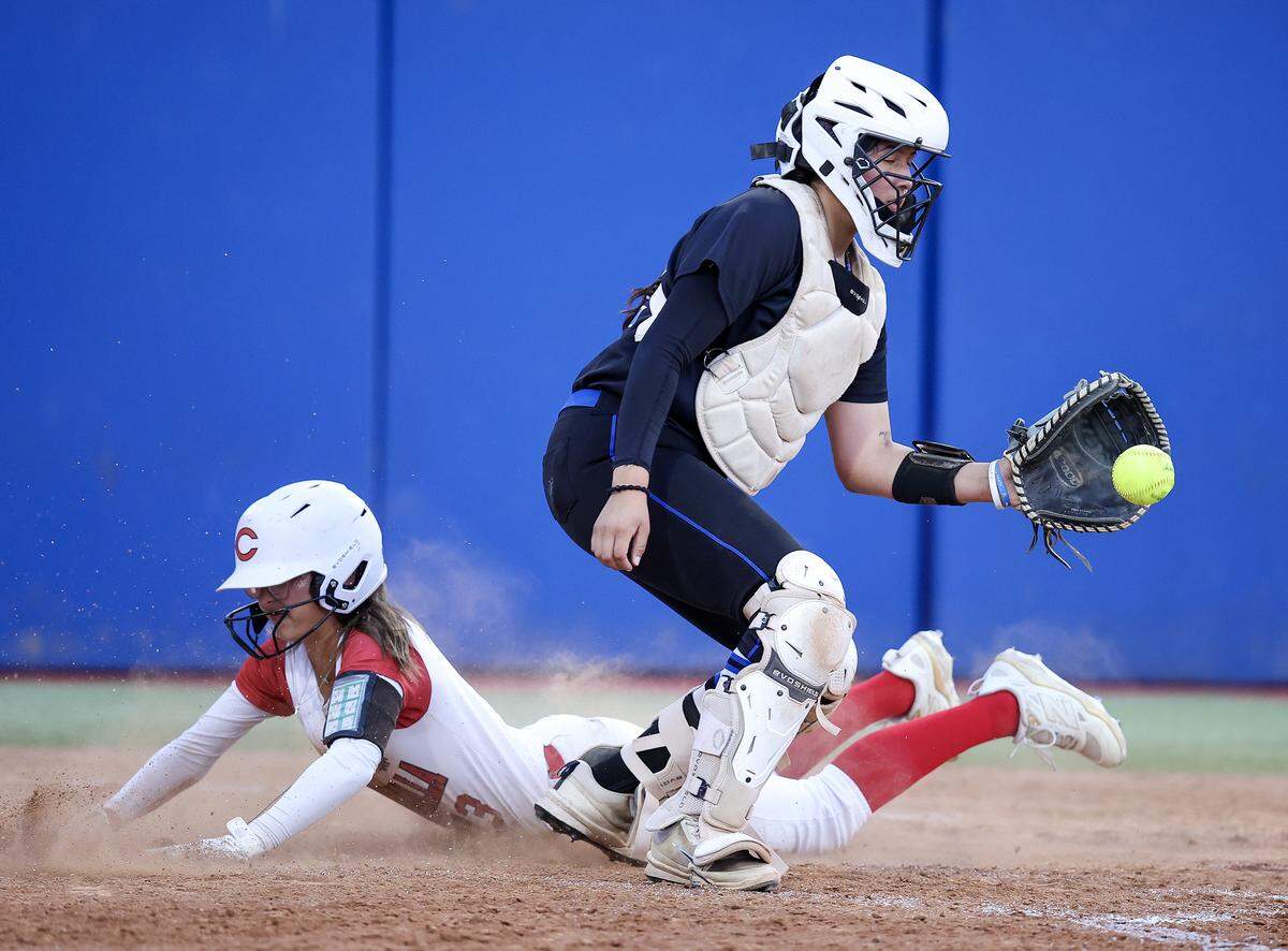 Autumn Bloom scores for Chowchilla in an 11-6 victory over Hanford West in the Central Section Division III championship on Thursday, May 28, 2026.
