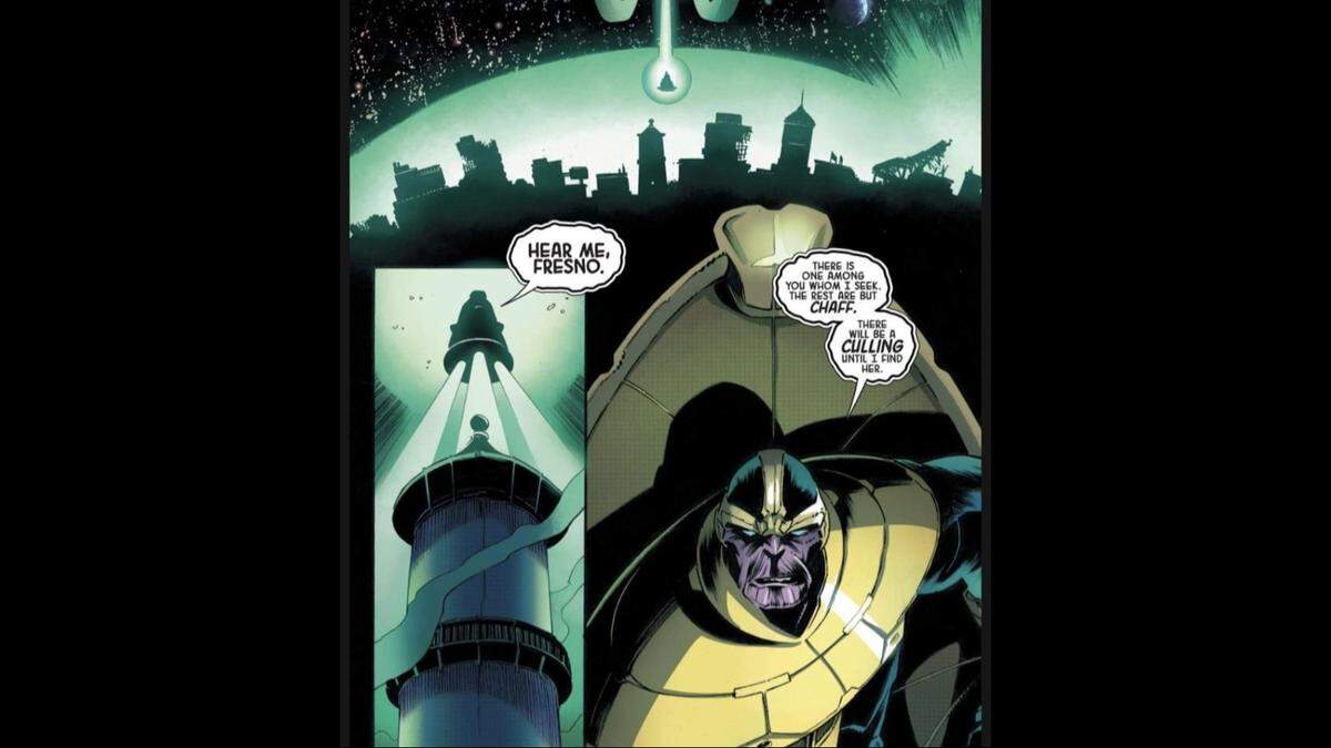 Fresno and the downtown water tower was featured in the “Thanos No. 1” Marvel Comics book released Wednesday, Nov. 8, 2023, in which the city is the target of villain Thanos. 