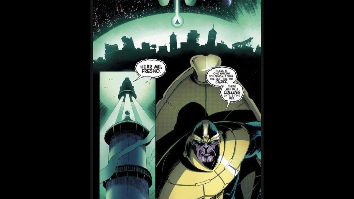 Fresno and the downtown water tower was featured in the “Thanos No. 1” Marvel Comics book released Wednesday, Nov. 8, 2023, in which the city is the target of villain Thanos.