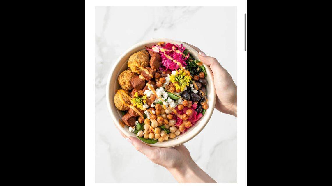 Hummus Republic makes customizable bowls like this one, along with wraps, pitas and more.