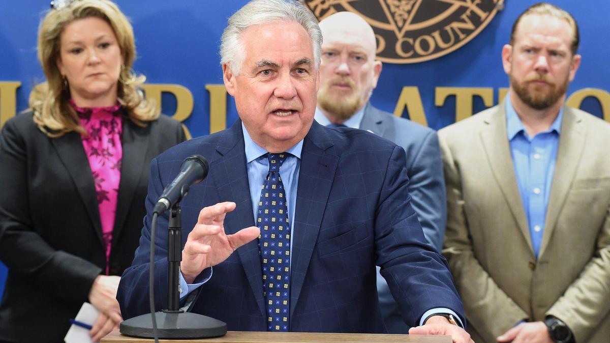 Assemblyman Jim Patterson speaks at a March press conference.