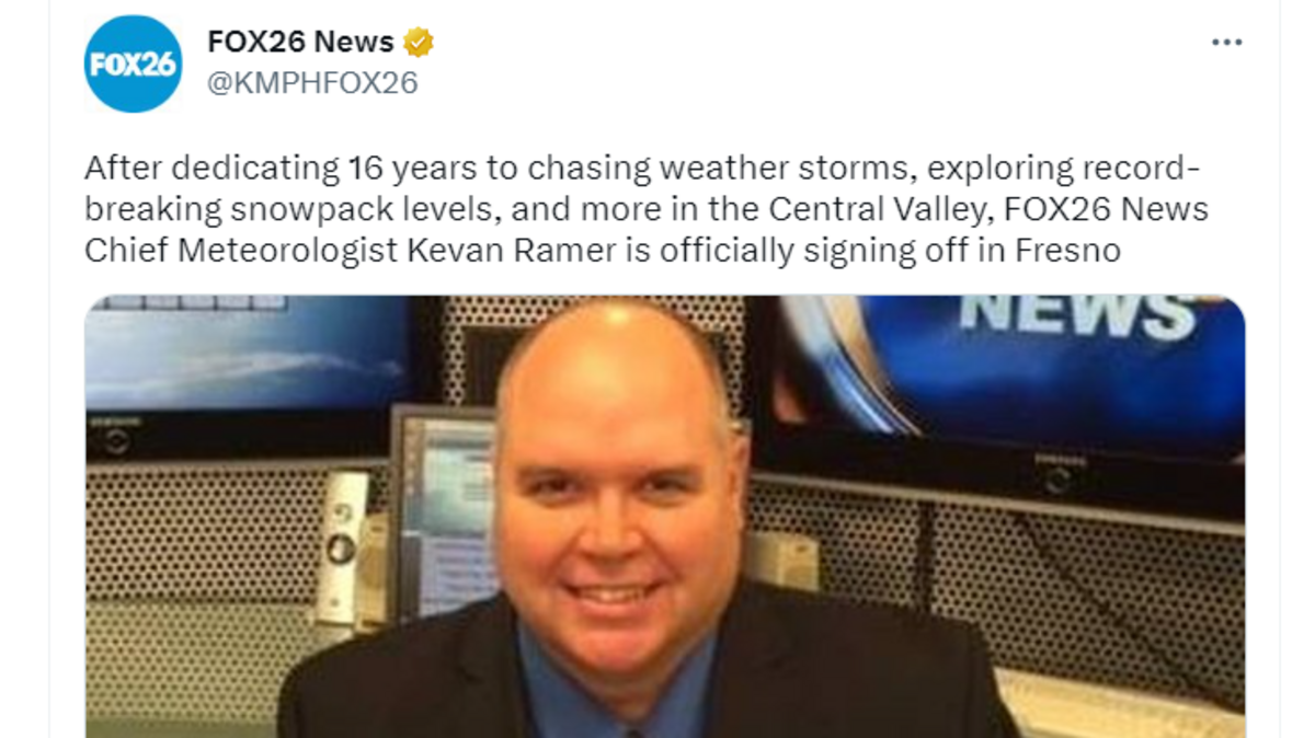 Kevan Ramer has left his job as Chief Meteorologist with KMPH Fox 26 for a new job in Montgomery, Alabama.